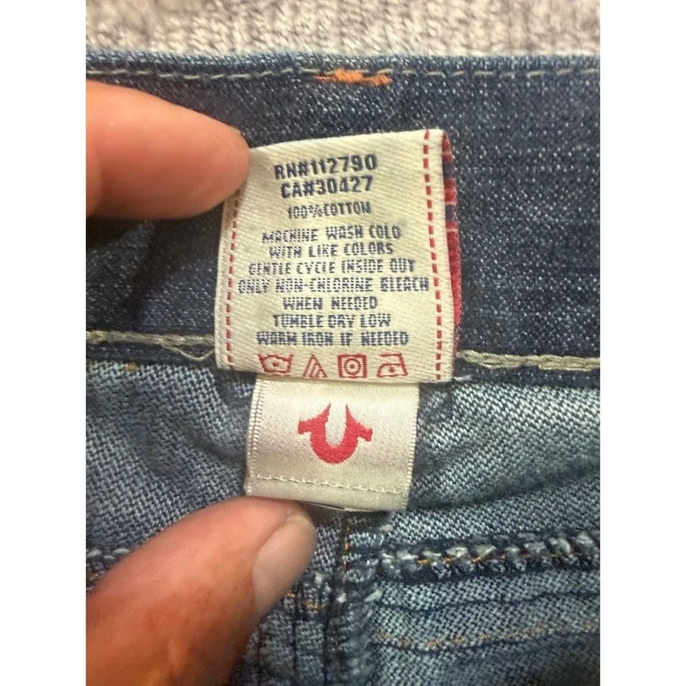 True Religion Zach Straight Jeans Medium Wash Denim‎ Blue Flap Pocket 30X31